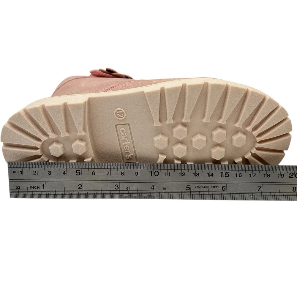 Carters Little Girls Slip-on Combat Ankle Boots Size‎ 12 Rose Pink Flower Strap